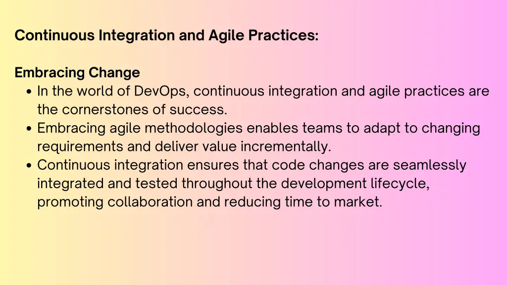 continuous integration and agile practices