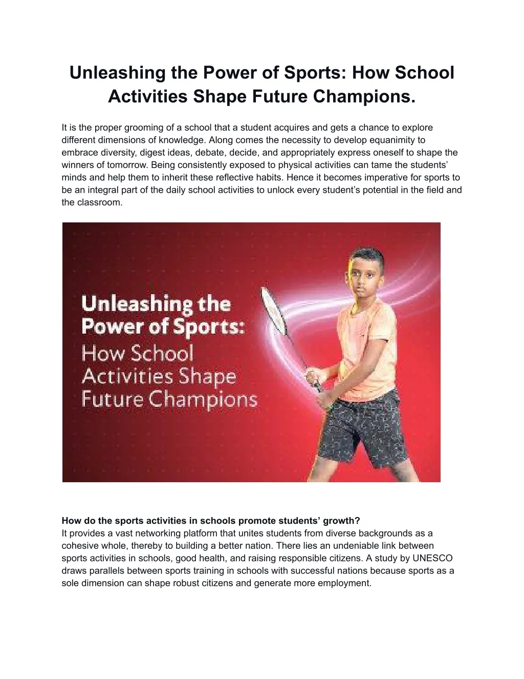 unleashing the power of sports how school