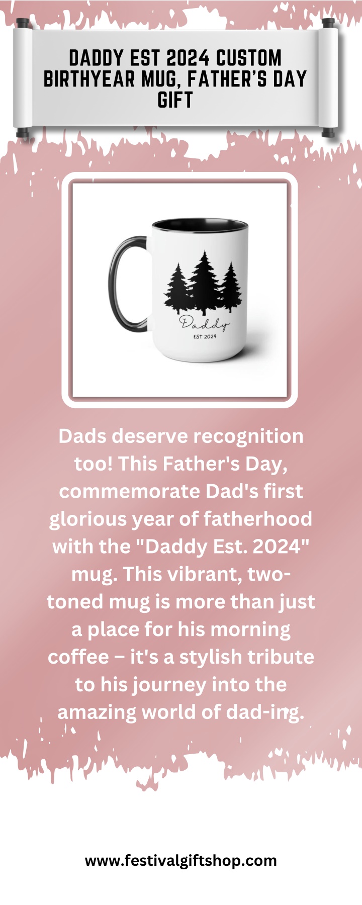 daddy est 2024 custom birthyear mug father