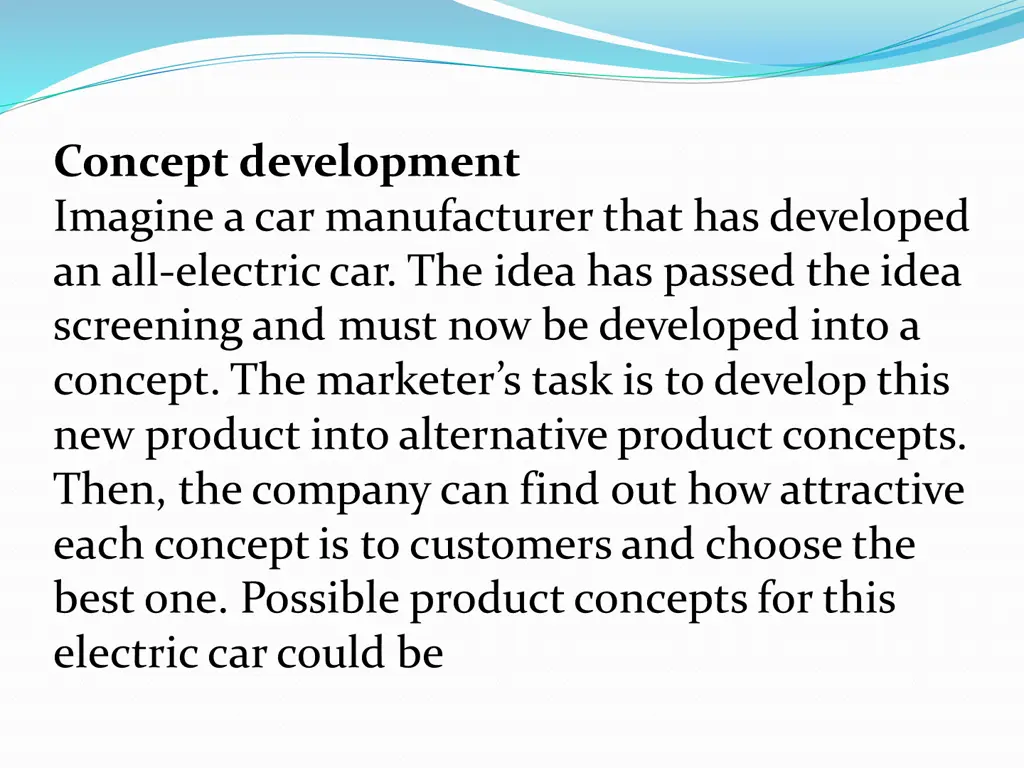 concept development imagine a car manufacturer
