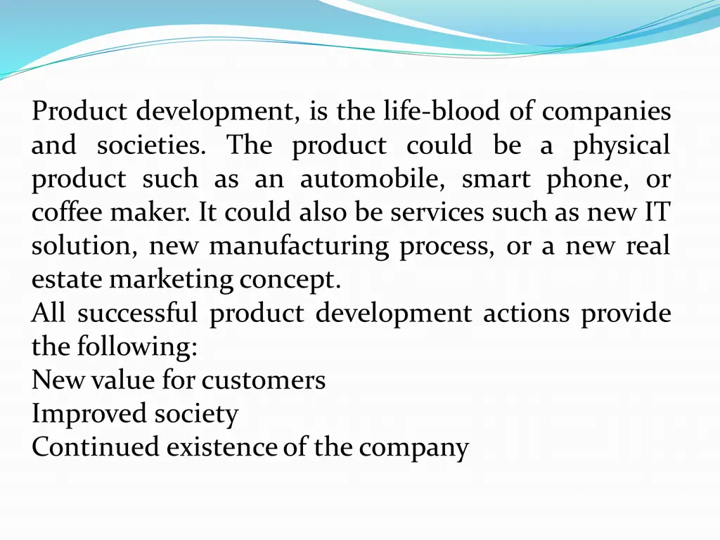 product development is the life blood