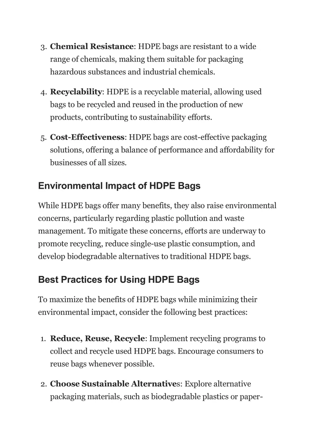 3 chemical resistance hdpe bags are resistant