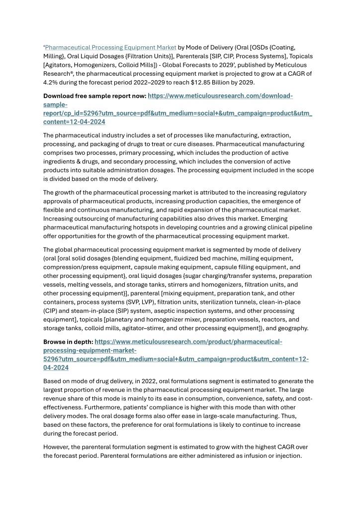 pharmaceutical processing equipment market