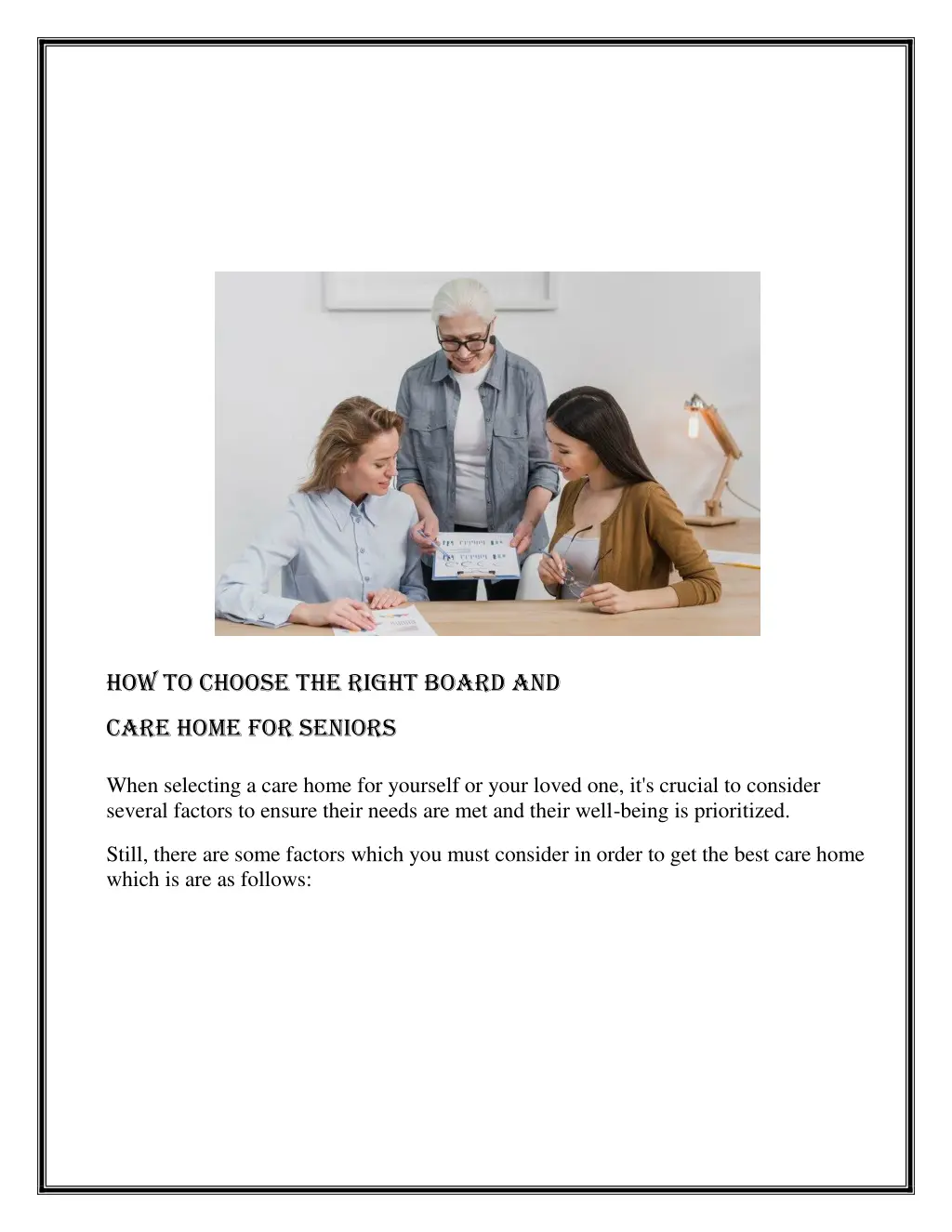 how to choose the right board and care home