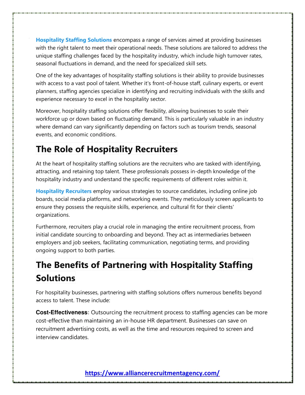 hospitality staffing solutions encompass a range