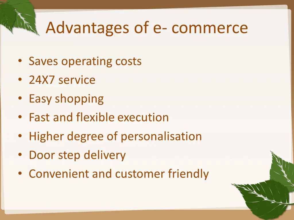 advantages of e commerce