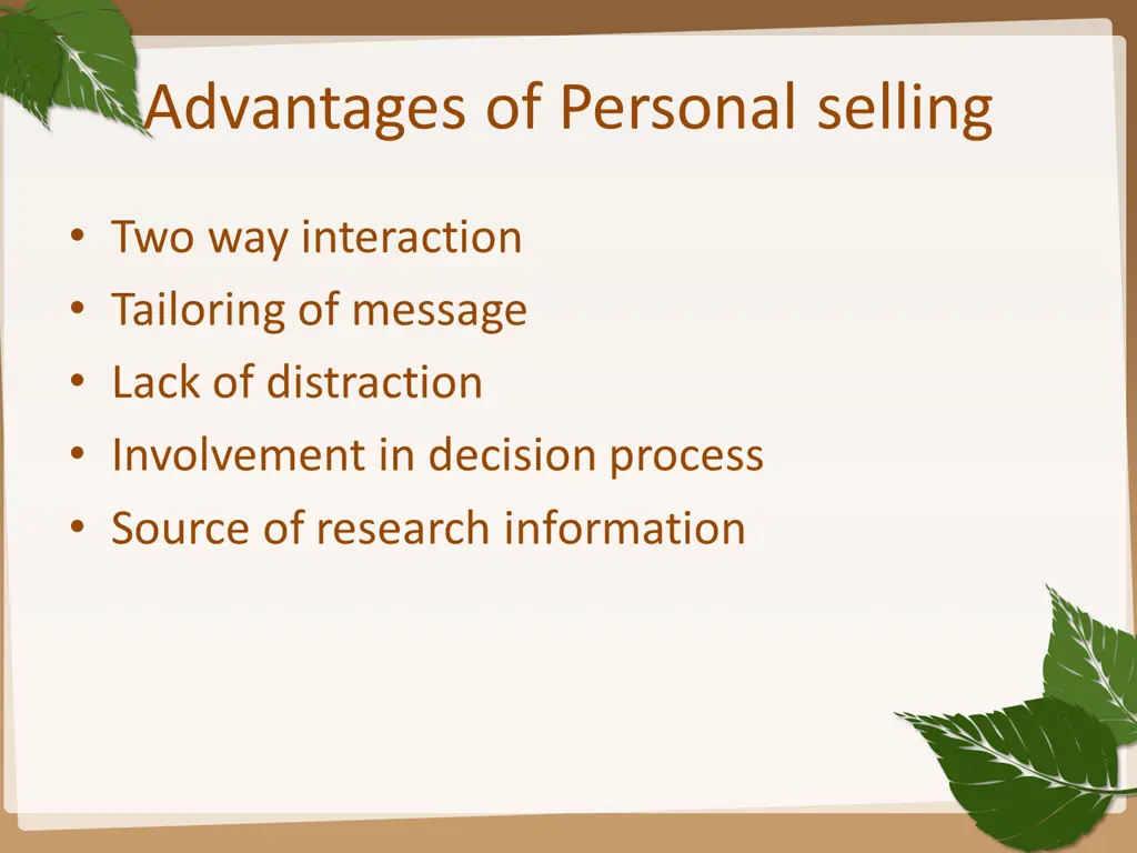 advantages of personal selling