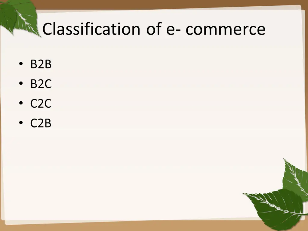 classification of e commerce