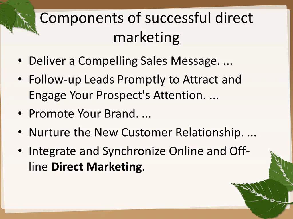 components of successful direct marketing