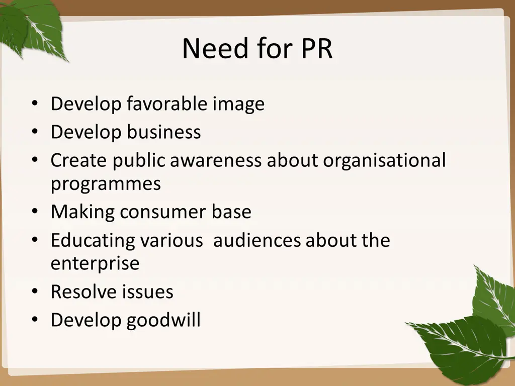 need for pr