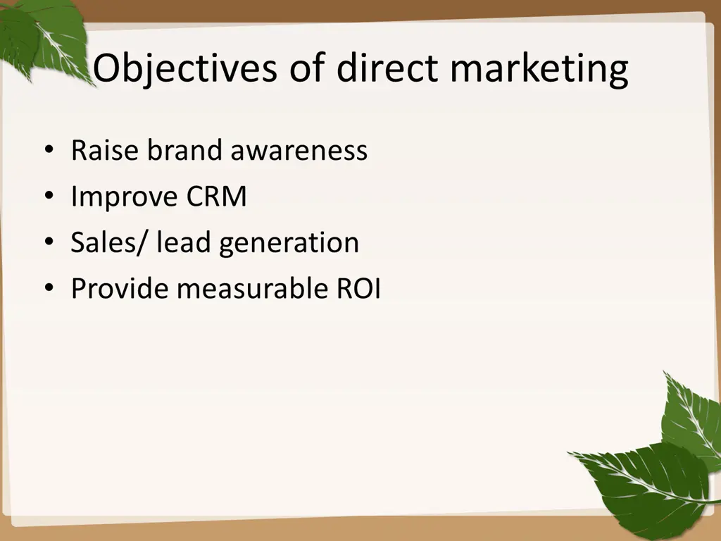 objectives of direct marketing