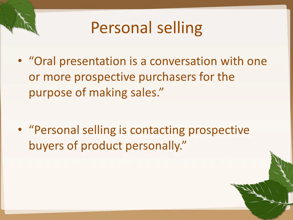 personal selling