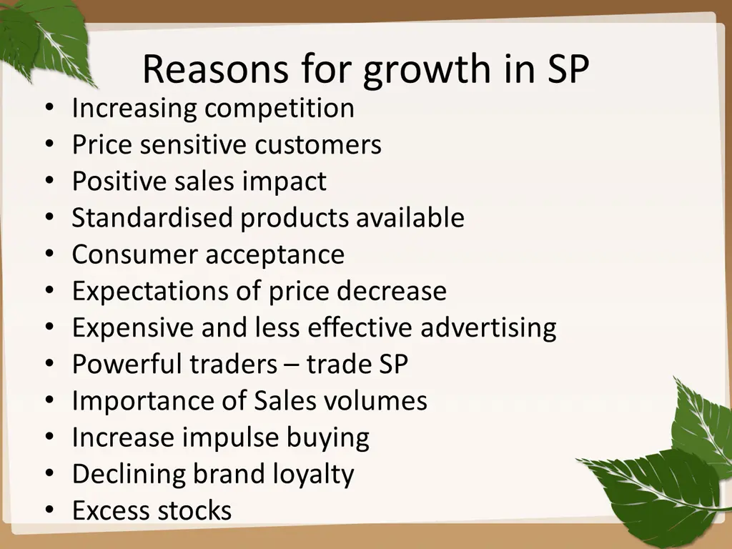 reasons for growth in sp increasing competition