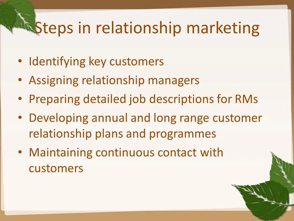 steps in relationship marketing