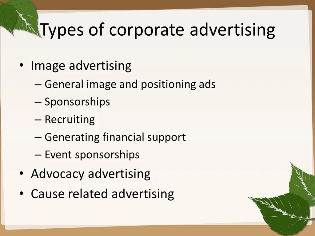 types of corporate advertising