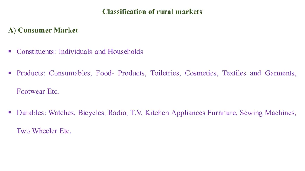 classification of rural markets