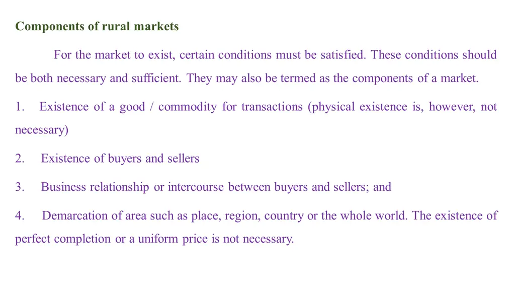 components of rural markets