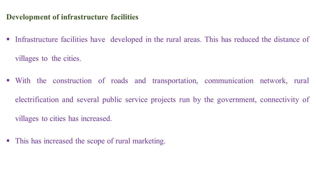 development of infrastructure facilities