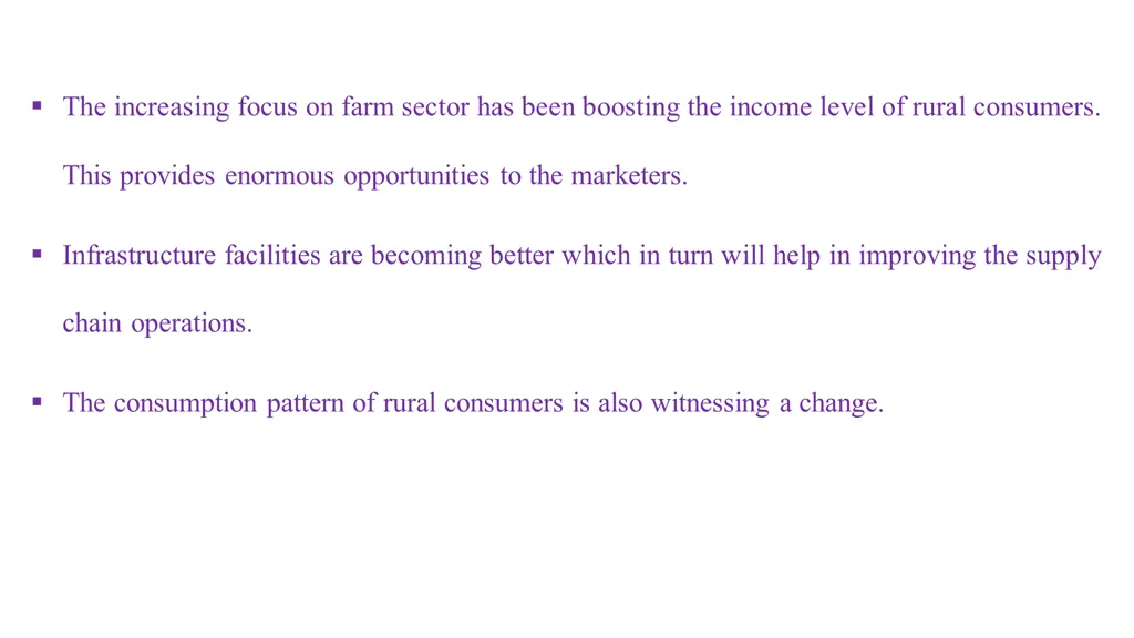 the increasing focus on farm sector has been