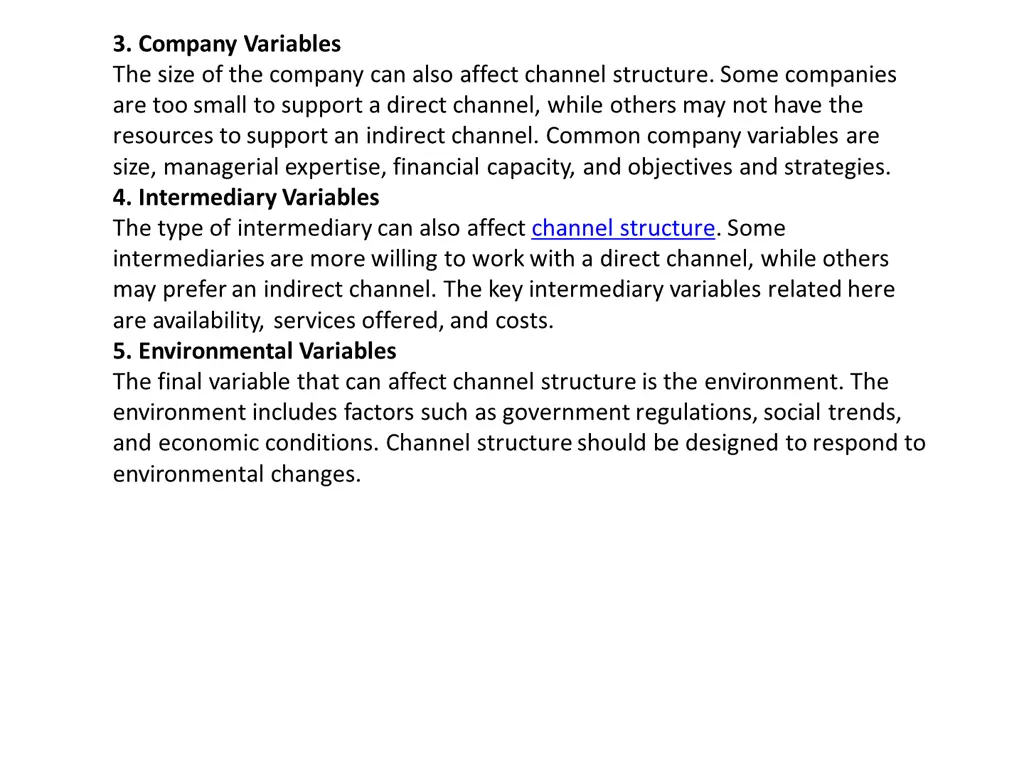 3 company variables the size of the company