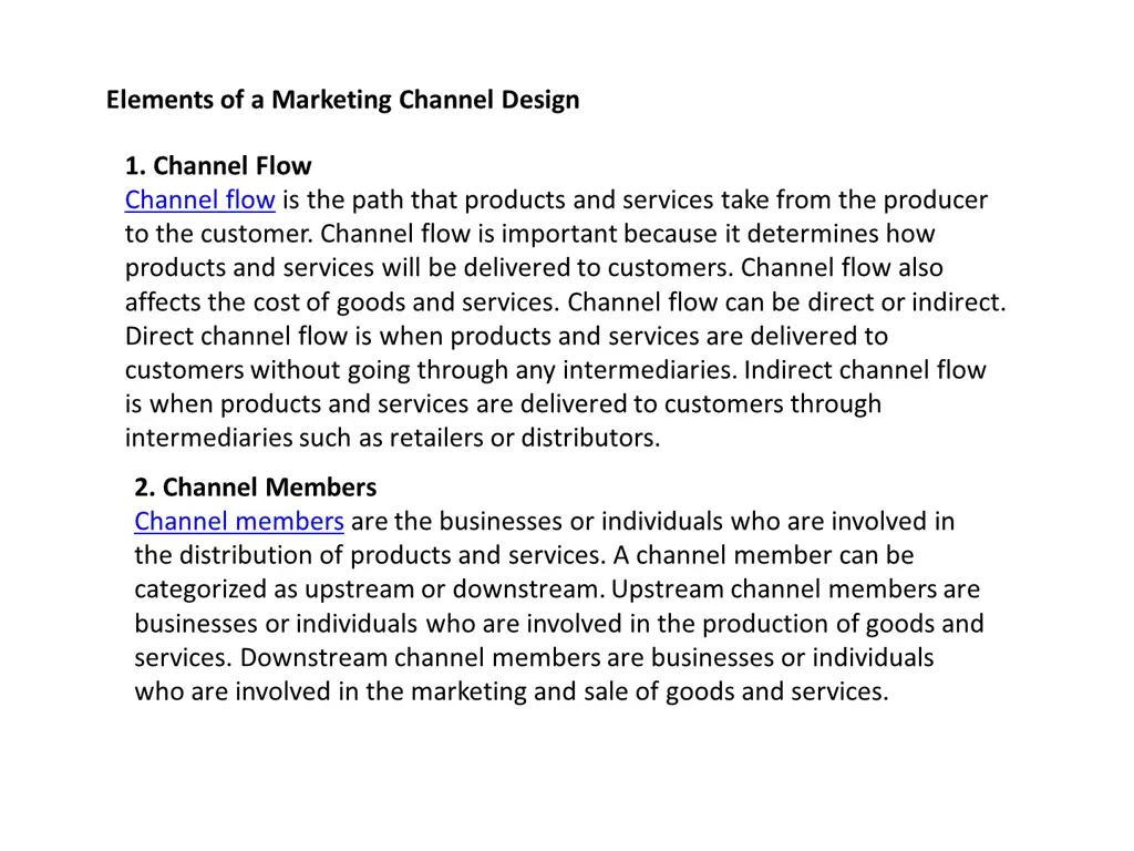 elements of a marketing channel design