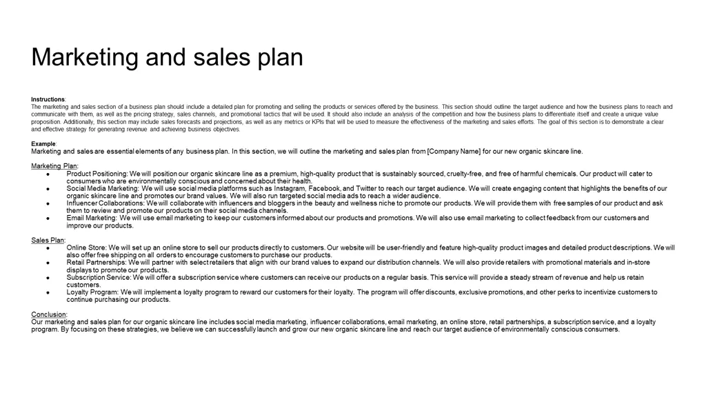 marketing and sales plan