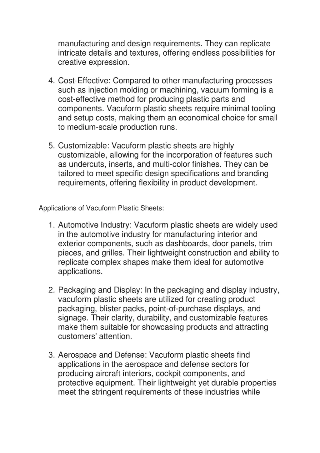 manufacturing and design requirements they