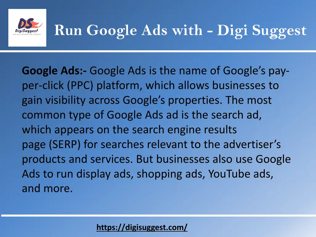 run google ads with digi suggest 2