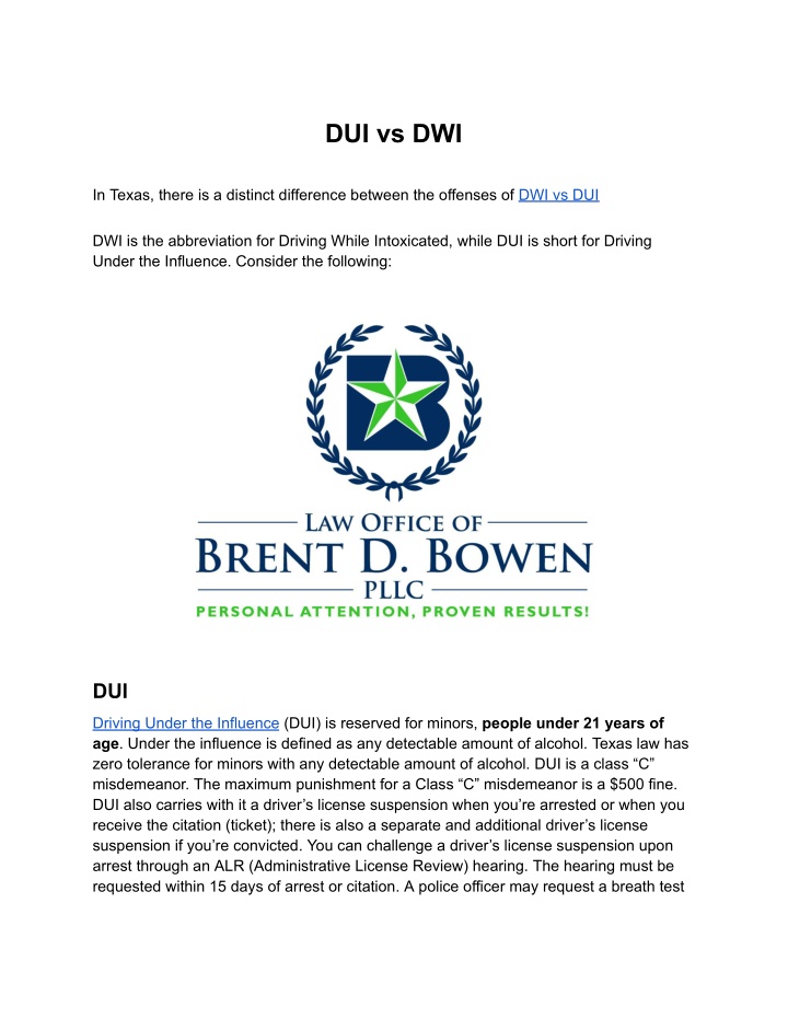 dui vs dwi