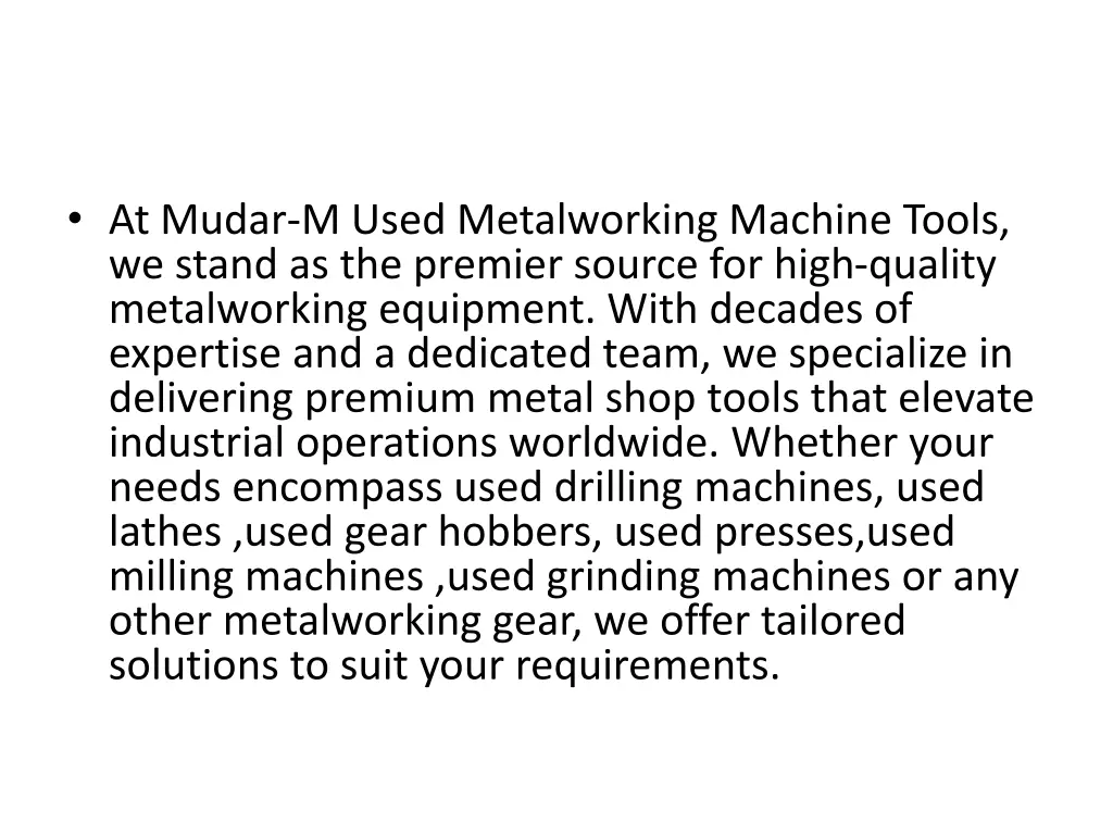at mudar m used metalworking machine tools