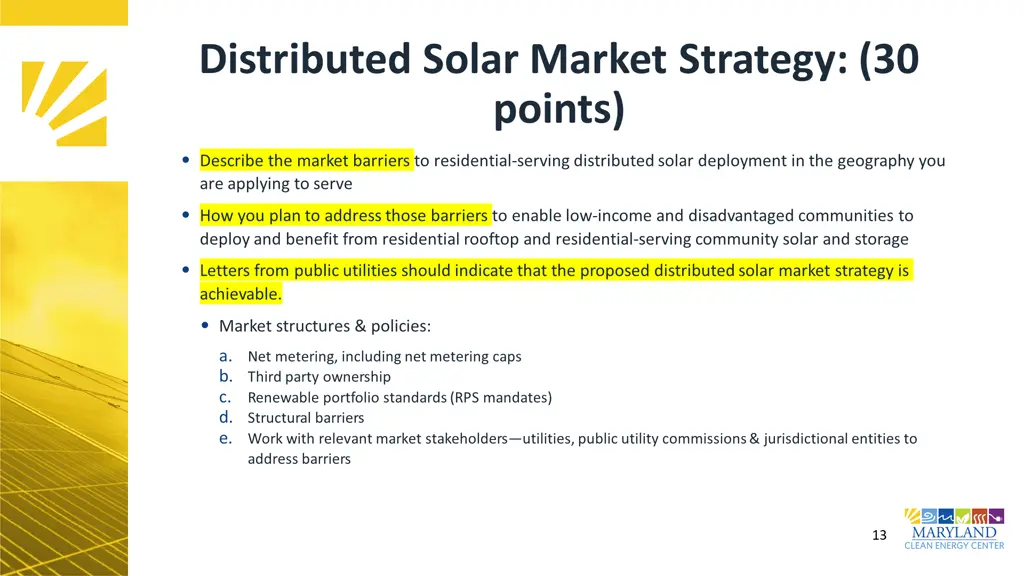 distributed solar market strategy 30 points