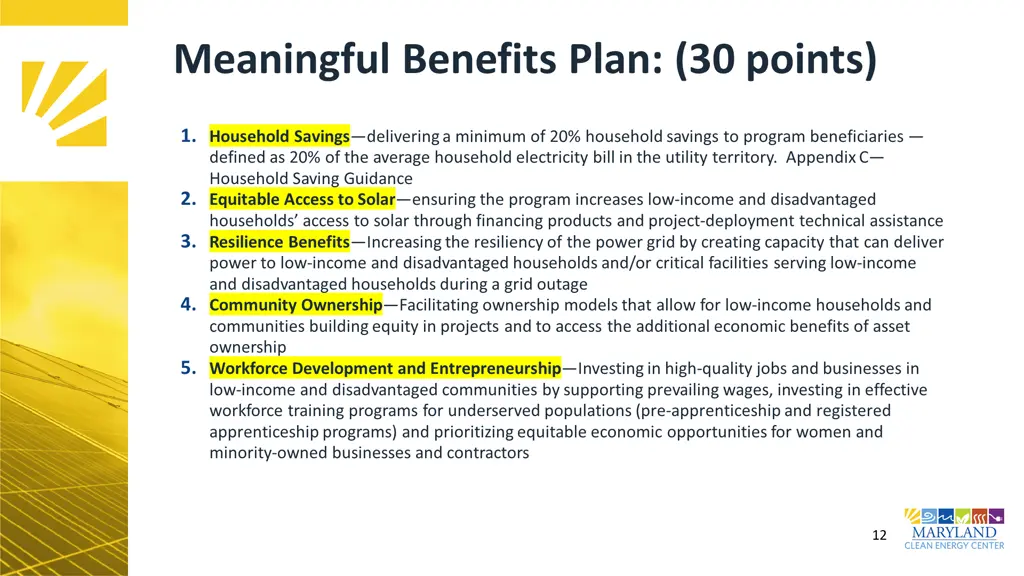 meaningful benefits plan 30 points