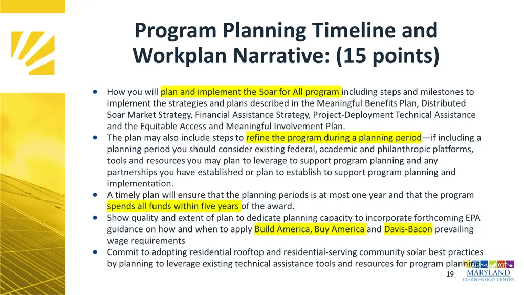 program planning timeline and workplan narrative