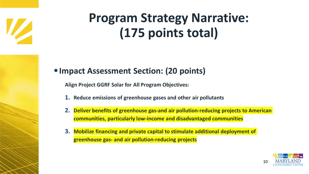 program strategy narrative 175 points total