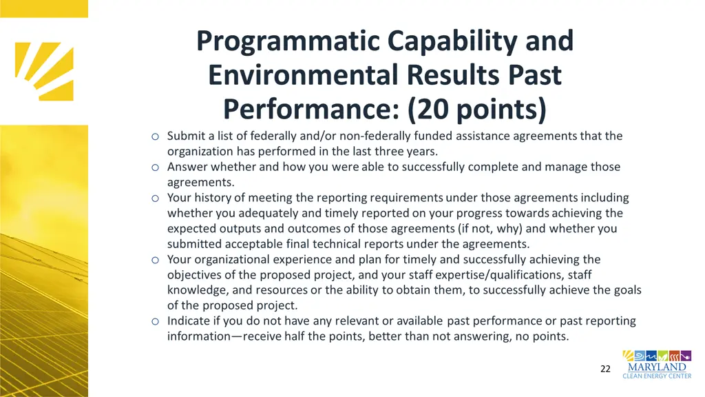 programmatic capability and environmental results