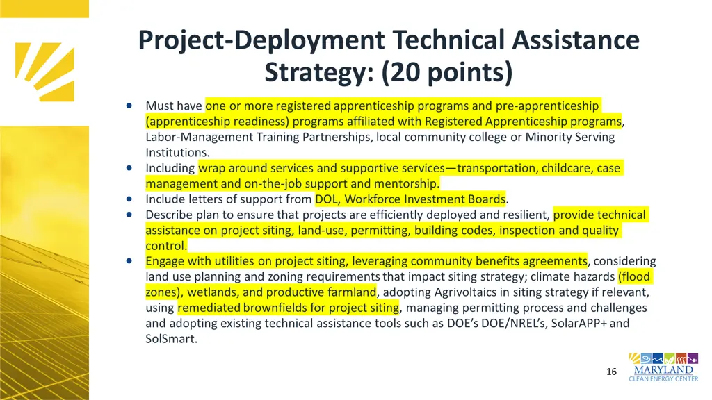 project deployment technical assistance strategy