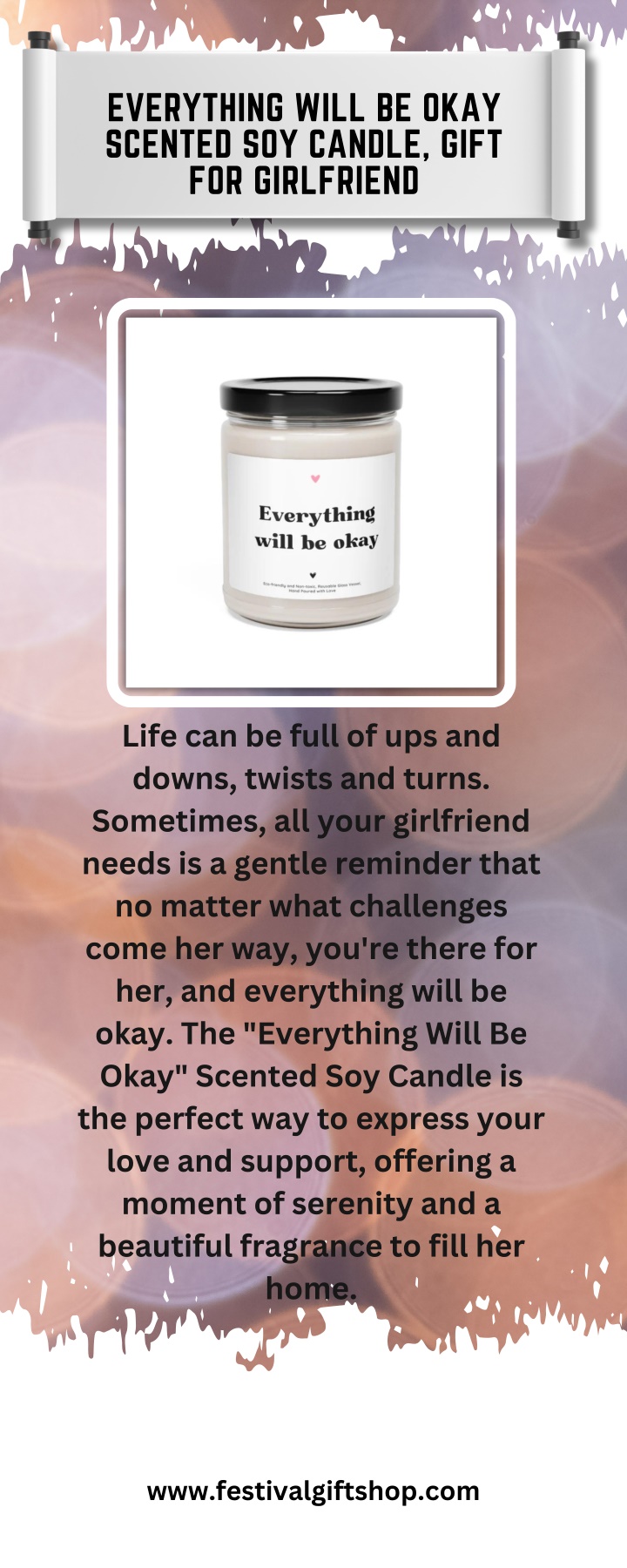 everything will be okay scented soy candle gift