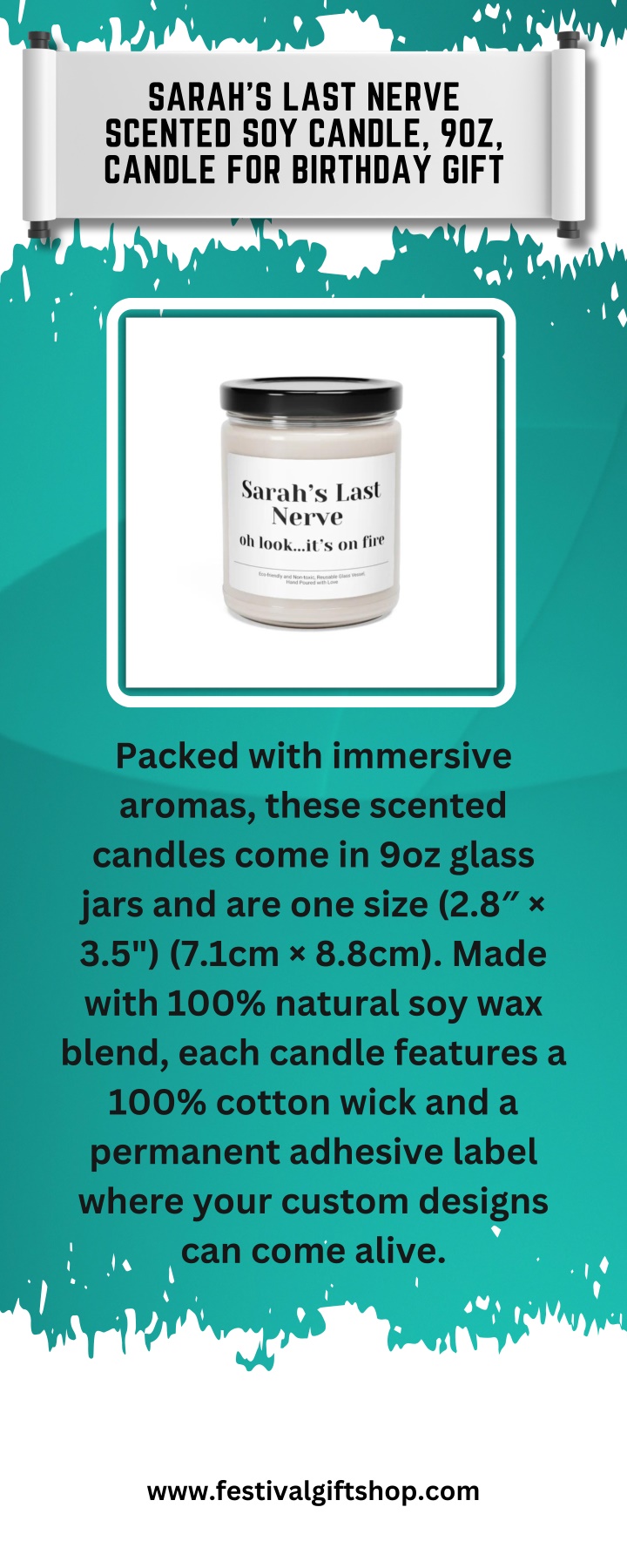 sarah s last nerve scented soy candle 9oz candle