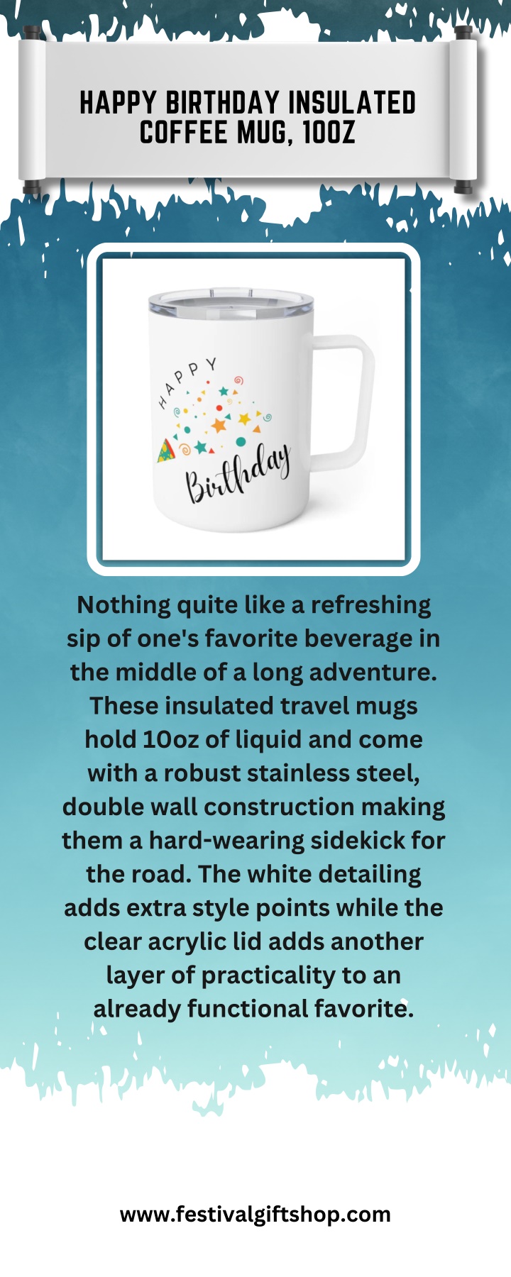 happy birthday insulated coffee mug 10oz