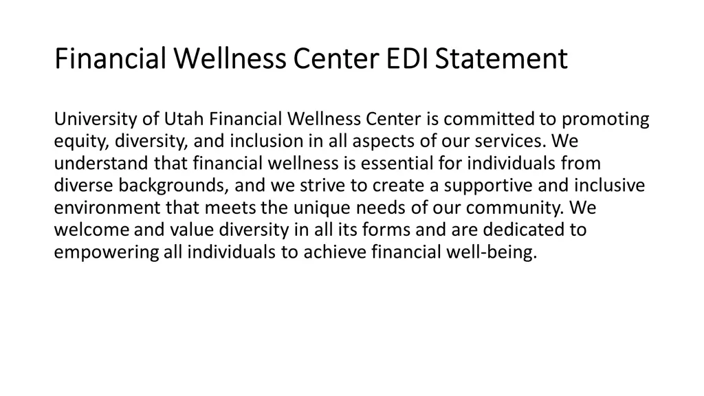 financial wellness center edi statement financial
