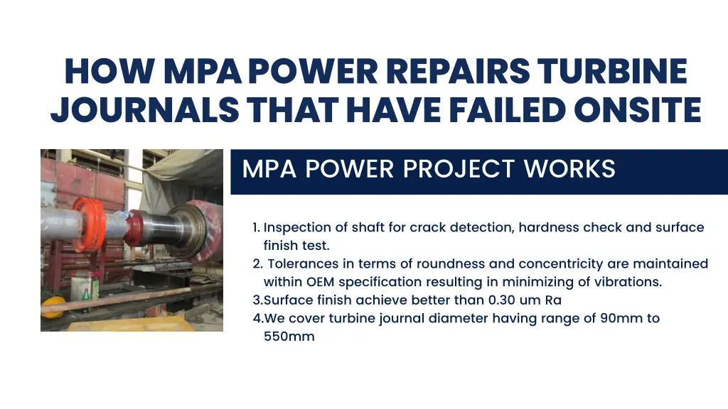 how mpa power repairs turbine journals that have