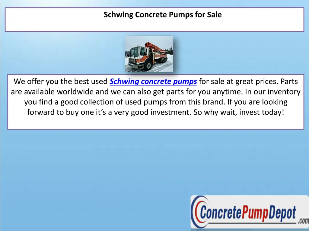 schwing concrete pumps for sale