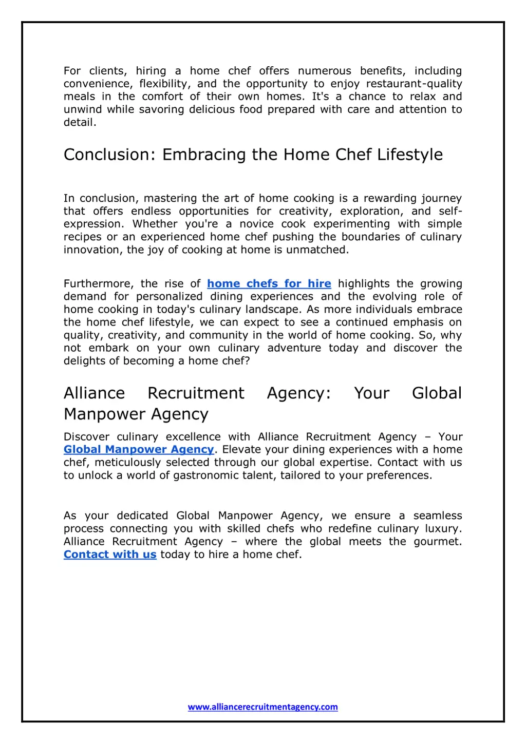 for clients hiring a home chef offers numerous