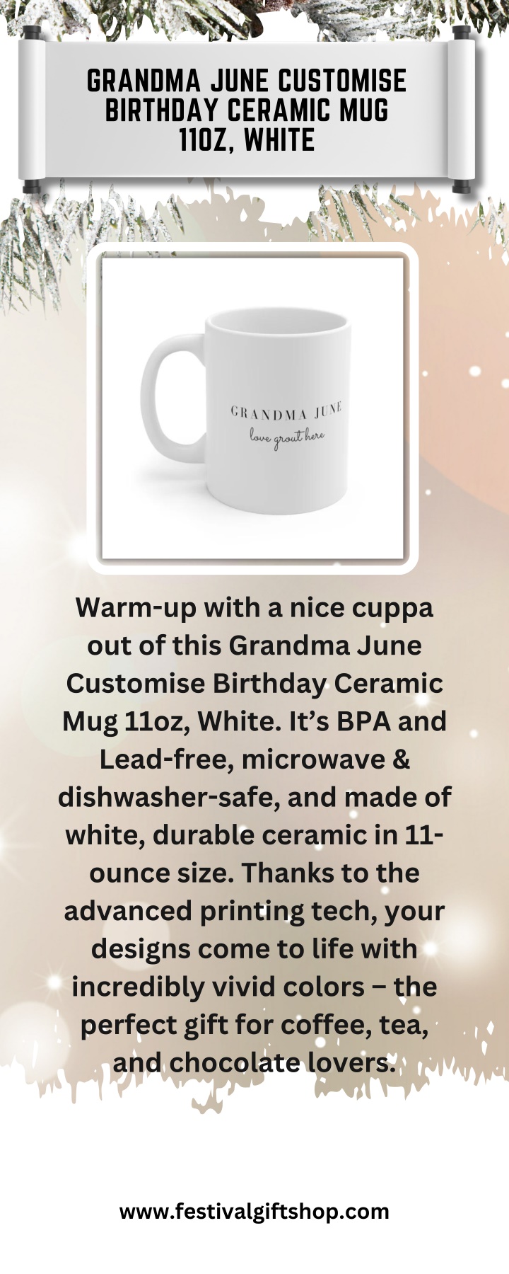 grandma june customise birthday ceramic mug 11oz