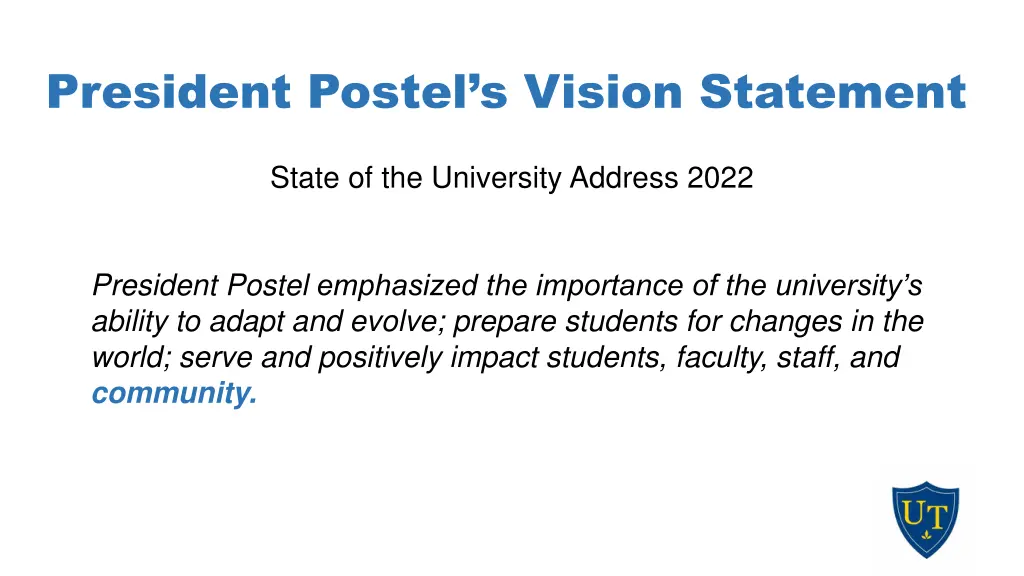 president postel s vision statement