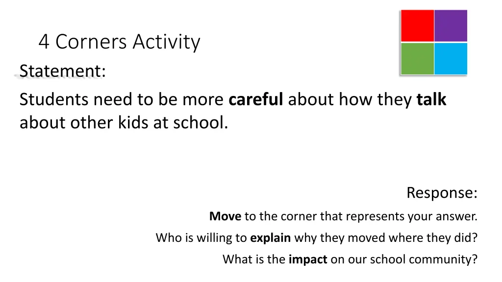 4 corners activity statement students need