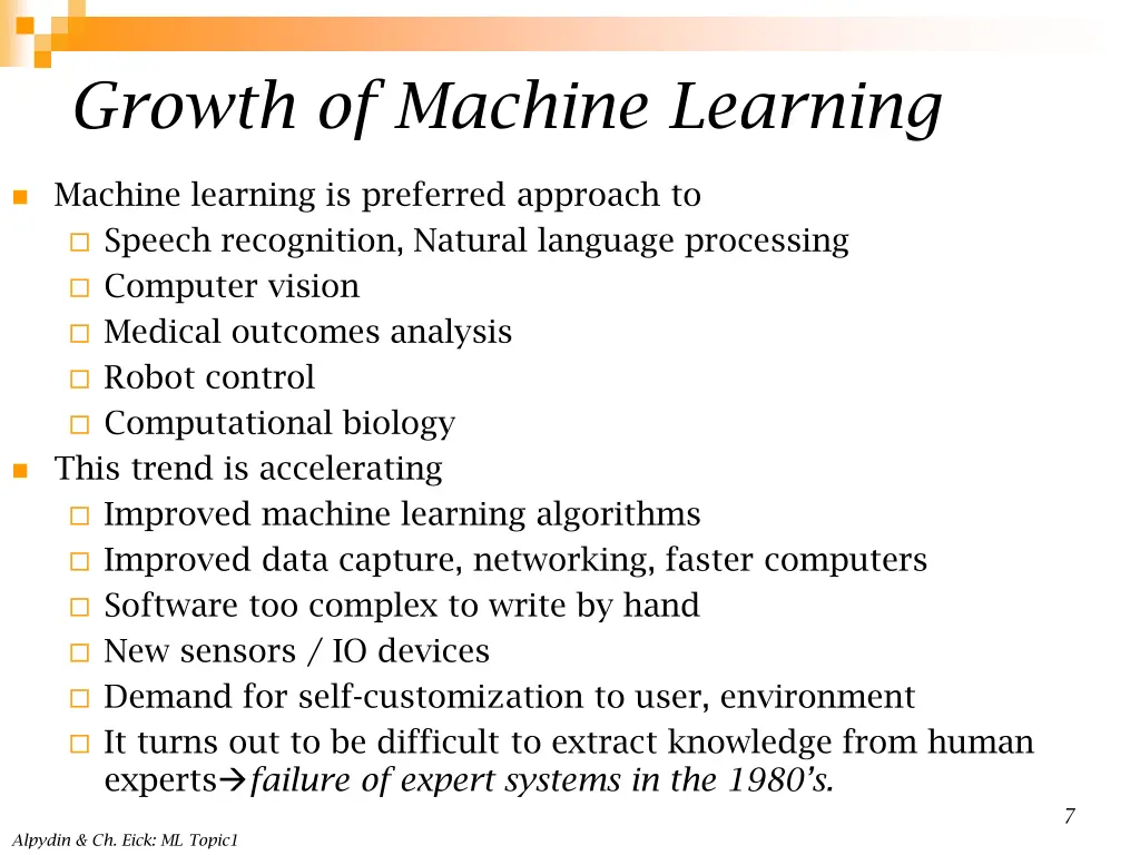 growth of machine learning