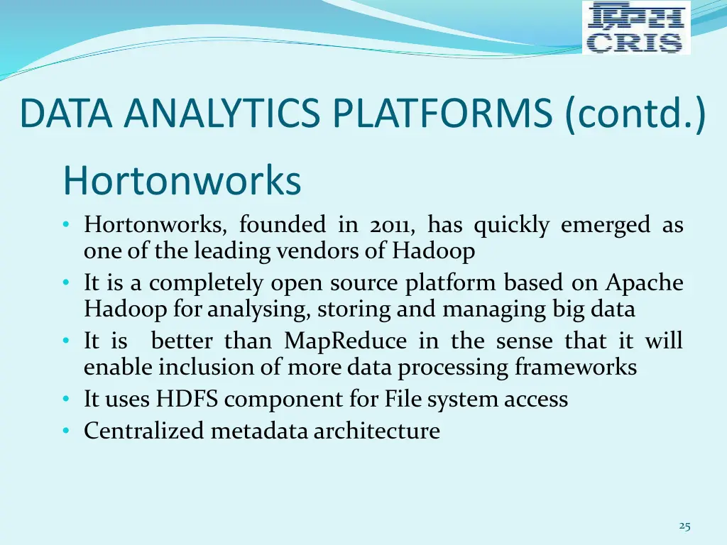 data analytics platforms contd