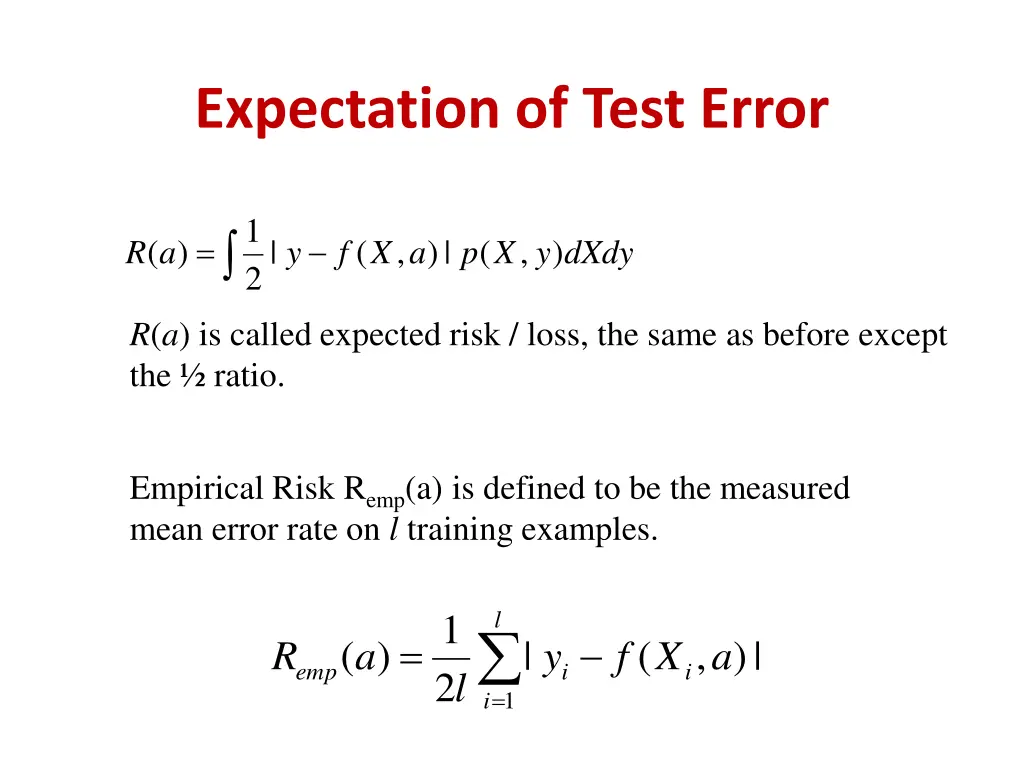 expectation of test error