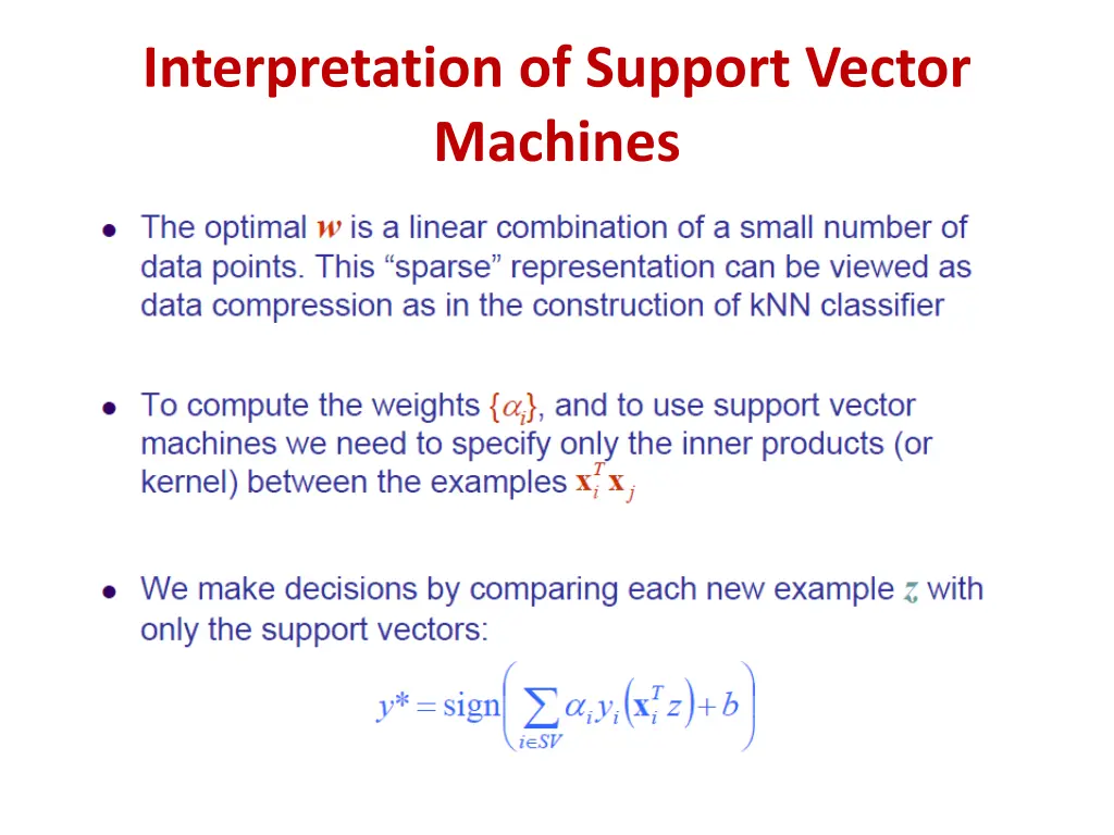 interpretation of support vector machines